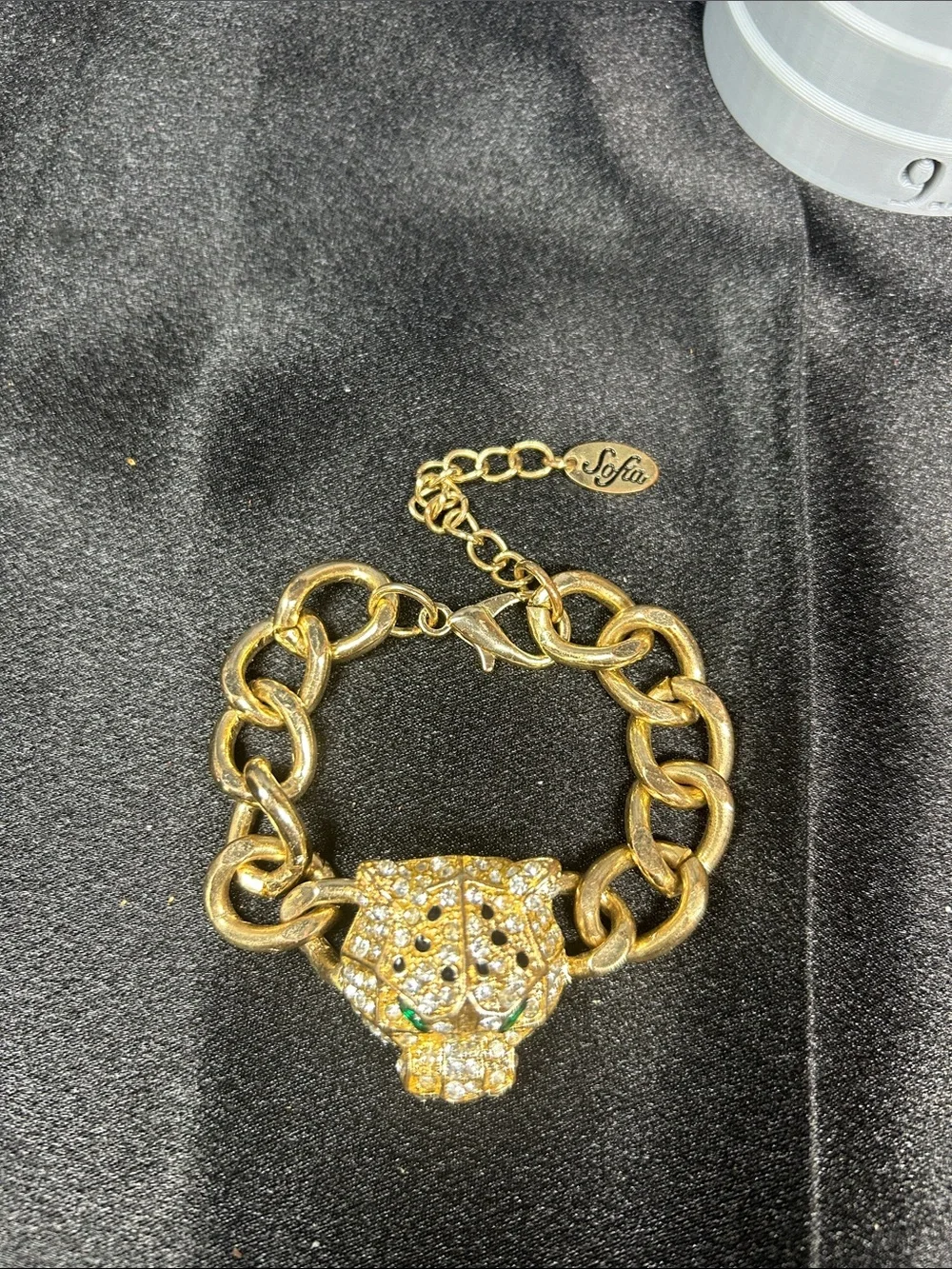 Gold-Tone Panther Chain Bracelet with Crystal Accents By Sofia